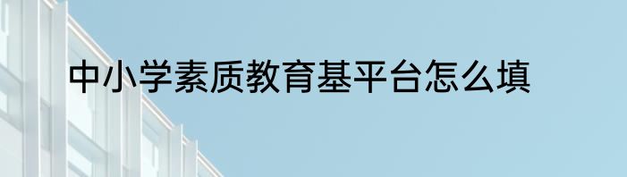中小学素质教育基平台怎么填