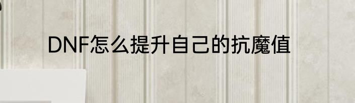 DNF怎么提升自己的抗魔值