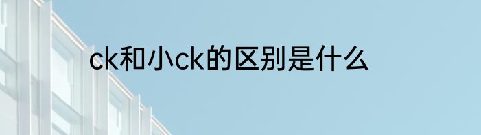 ck和小ck的区别是什么