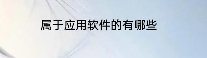 属于应用软件的有哪些