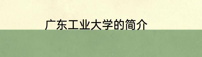 广东工业大学的简介
