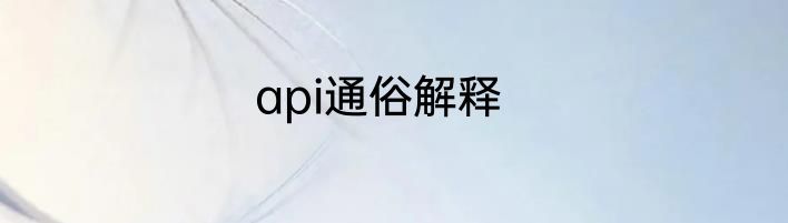 api通俗解释