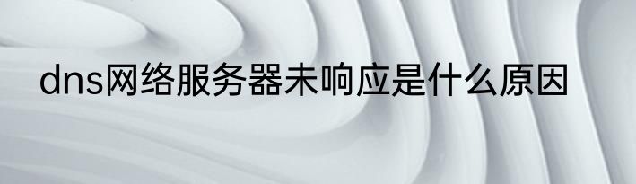 dns网络服务器未响应是什么原因