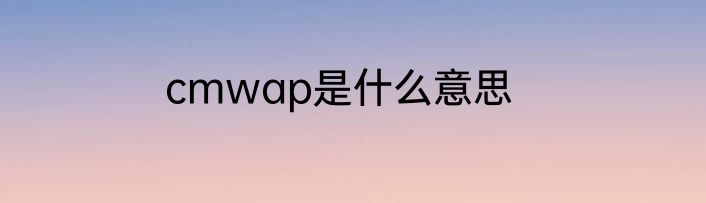 cmwap是什么意思
