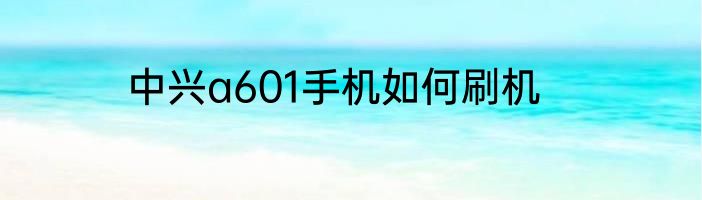 中兴a601手机如何刷机