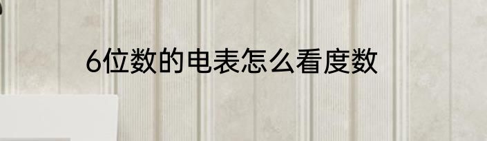 6位数的电表怎么看度数