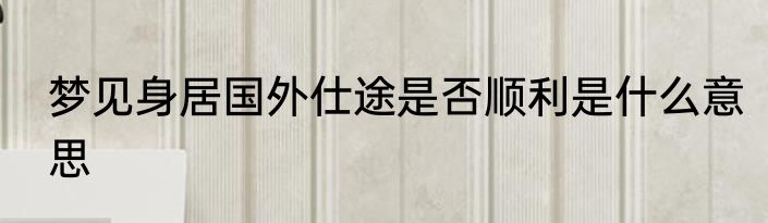 梦见身居国外仕途是否顺利是什么意思