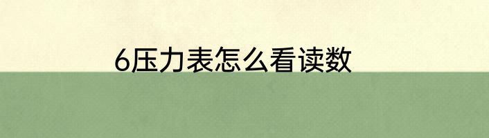 6压力表怎么看读数