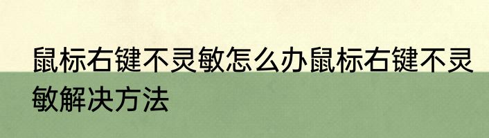 鼠标右键不灵敏怎么办鼠标右键不灵敏解决方法