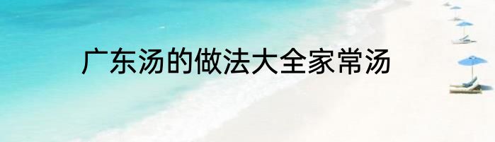 广东汤的做法大全家常汤
