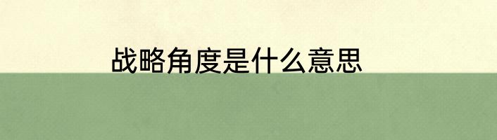 战略角度是什么意思
