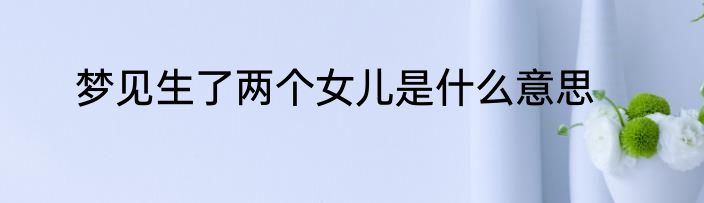 梦见生了两个女儿是什么意思