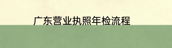 广东营业执照年检流程