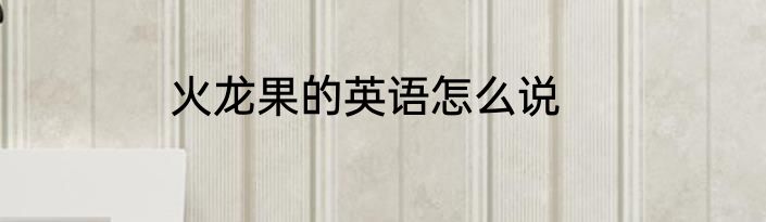 火龙果的英语怎么说