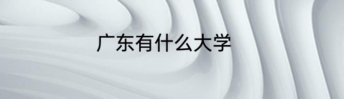 广东有什么大学