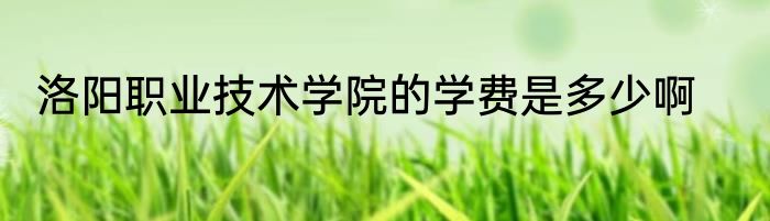 洛阳职业技术学院的学费是多少啊