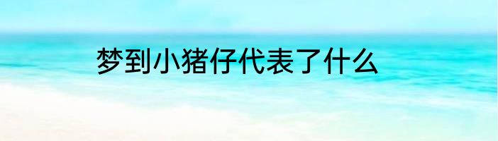 梦到小猪仔代表了什么