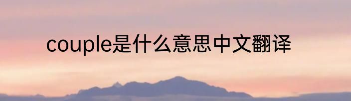 couple是什么意思中文翻译