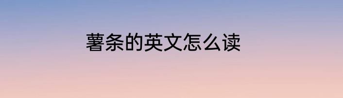 薯条的英文怎么读