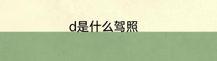 d是什么驾照
