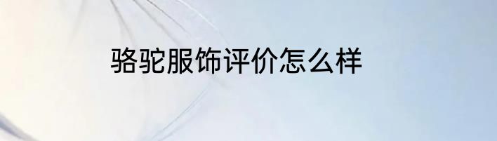 骆驼服饰评价怎么样