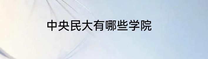 中央民大有哪些学院