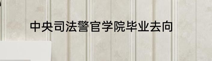 中央司法警官学院毕业去向
