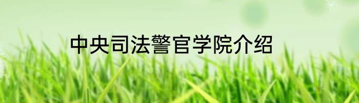 中央司法警官学院介绍