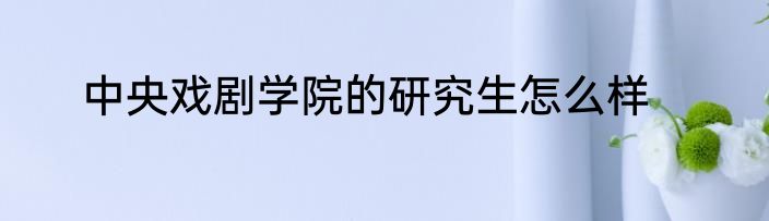 中央戏剧学院的研究生怎么样