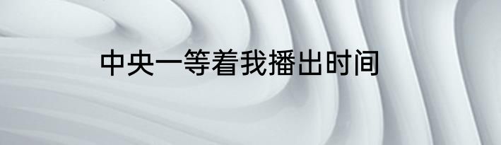 中央一等着我播出时间