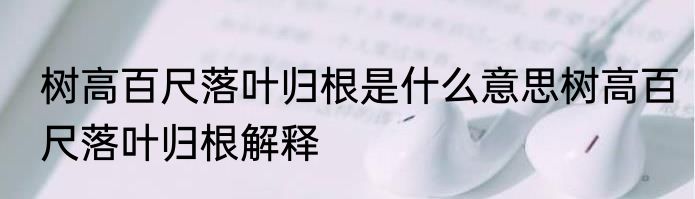 树高百尺落叶归根是什么意思树高百尺落叶归根解释