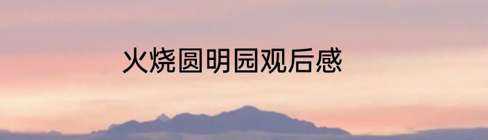 火烧圆明园观后感