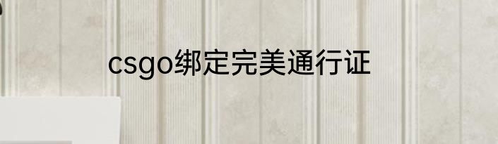 csgo绑定完美通行证
