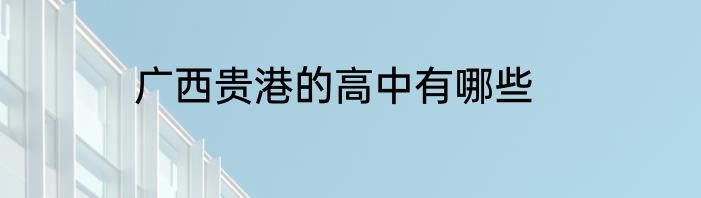 广西贵港的高中有哪些
