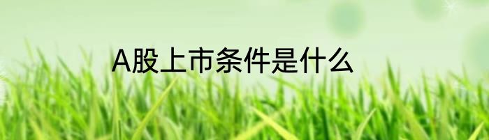 A股上市条件是什么