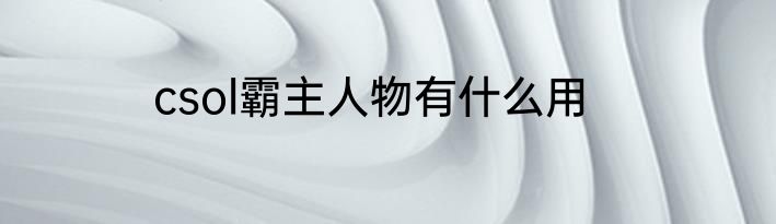 csol霸主人物有什么用