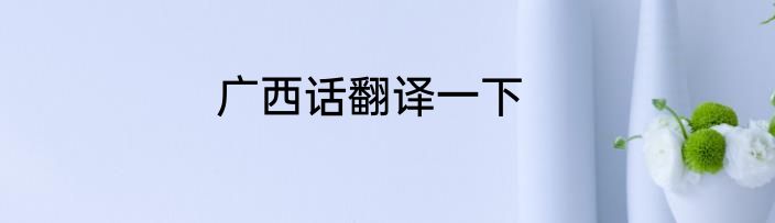 广西话翻译一下