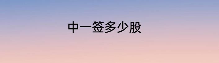中一签多少股