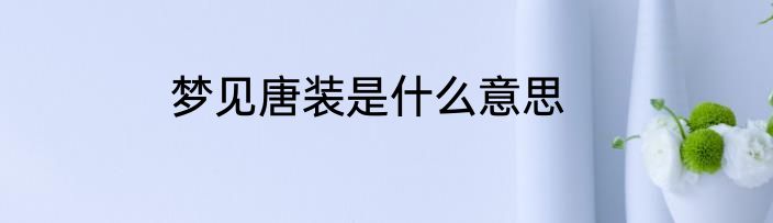 梦见唐装是什么意思