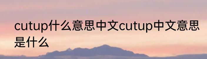 cutup什么意思中文cutup中文意思是什么