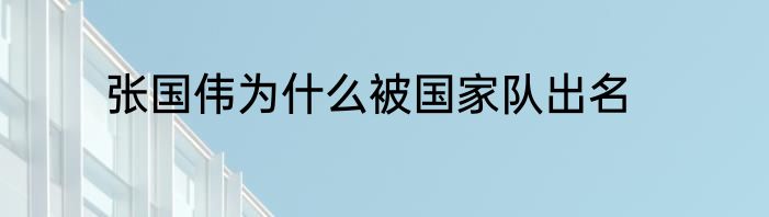 张国伟为什么被国家队出名