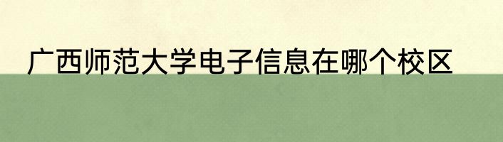 广西师范大学电子信息在哪个校区
