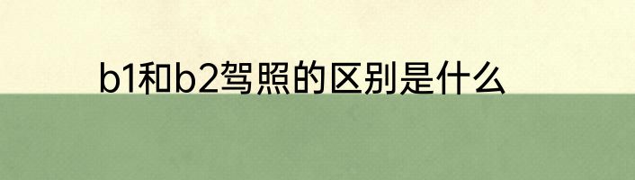 b1和b2驾照的区别是什么