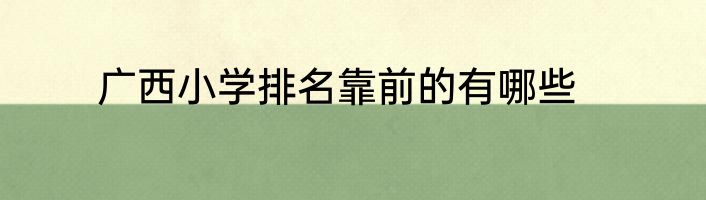 广西小学排名靠前的有哪些