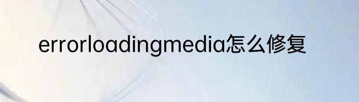 errorloadingmedia怎么修复