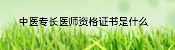 中医专长医师资格证书是什么