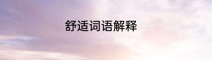 舒适词语解释