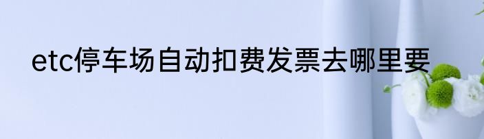 etc停车场自动扣费发票去哪里要