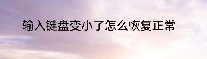 输入键盘变小了怎么恢复正常