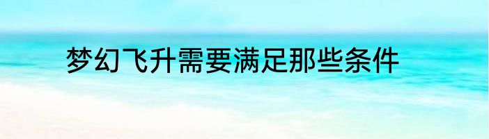 梦幻飞升需要满足那些条件